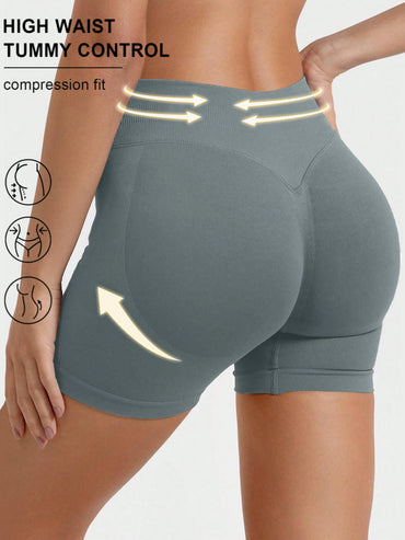 High stretch hip lifting fitness yoga shorts with peach hips and no awkward lines, Pilates medium intensity training shorts