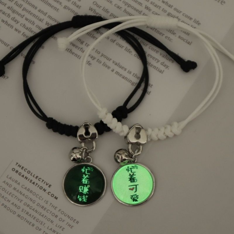 2023 Luminous Cat Star Moon Bracelet Couple Charm Handmade Adjustable Rope