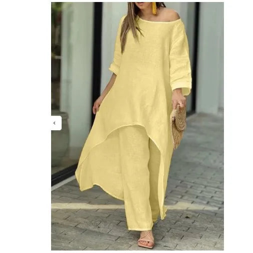 Summer Cotton Linen Casual Home 2 Piece Set For Women 2025 Fashion White Long Sleeve Shirt And Shorts Two Piece Sets Tracksuit