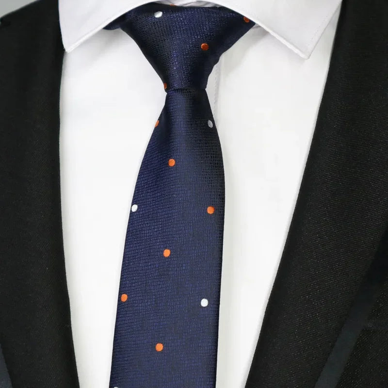 New Slim Narrow Skinny 6CM Mens Necktie Neck Ties For Man Plaids Polka Dot Striped Jacquard Cravat Business Party Corbatas