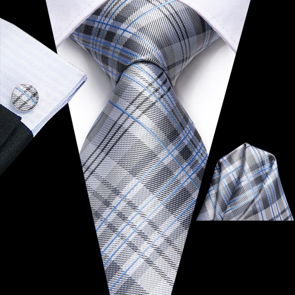 Hi-Tie Blue Business Solid 100% Silk Men's Tie NeckTie 8.5cm Ties for Men Formal Luxury Wedding High Quality Gravata