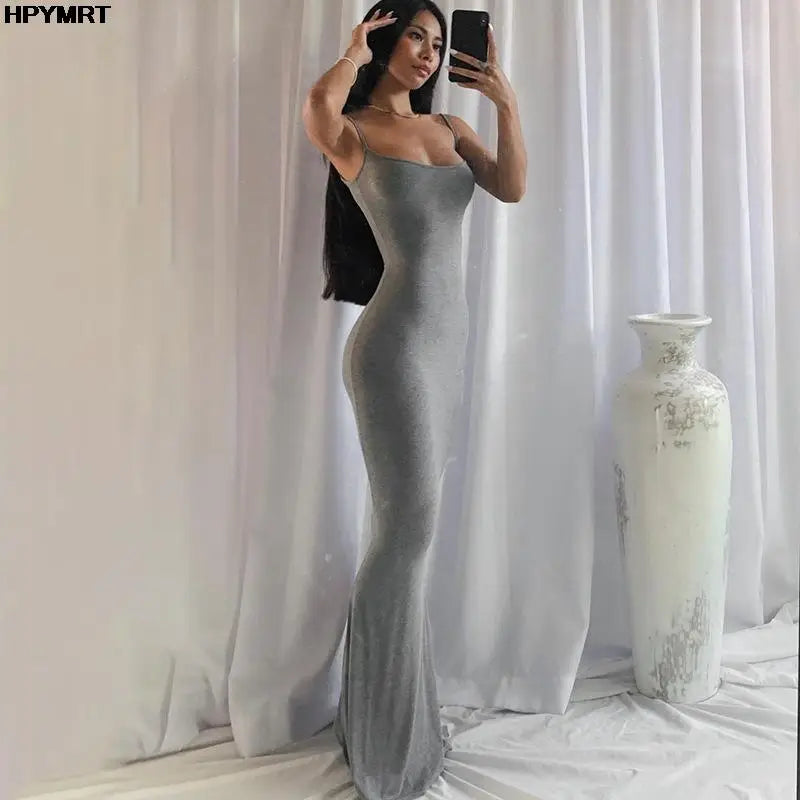 Satin Slip Sleeveless Backless Slim Sexy Maxi Dress 2022 Spring Women – Mega Mart Center