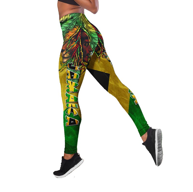 Women's Fashion Summer 3D Jamaica Combo Outfit Print Sleeveless Tank Top and Leggings