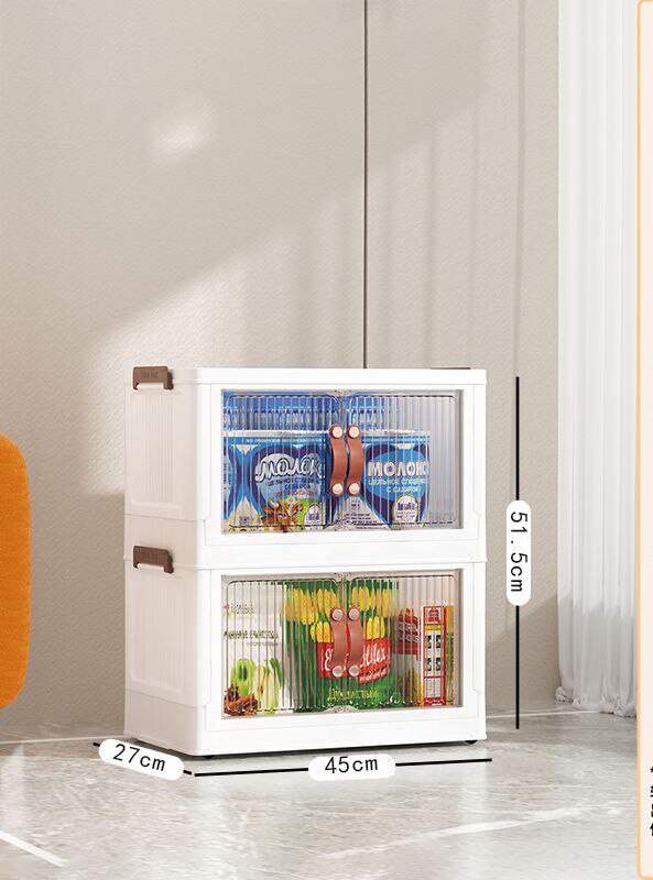 Large Capacity Stackable Storage Bins Double Door Open Save A Space Travel Organizer with Wheels Folding Wardrobe Containers