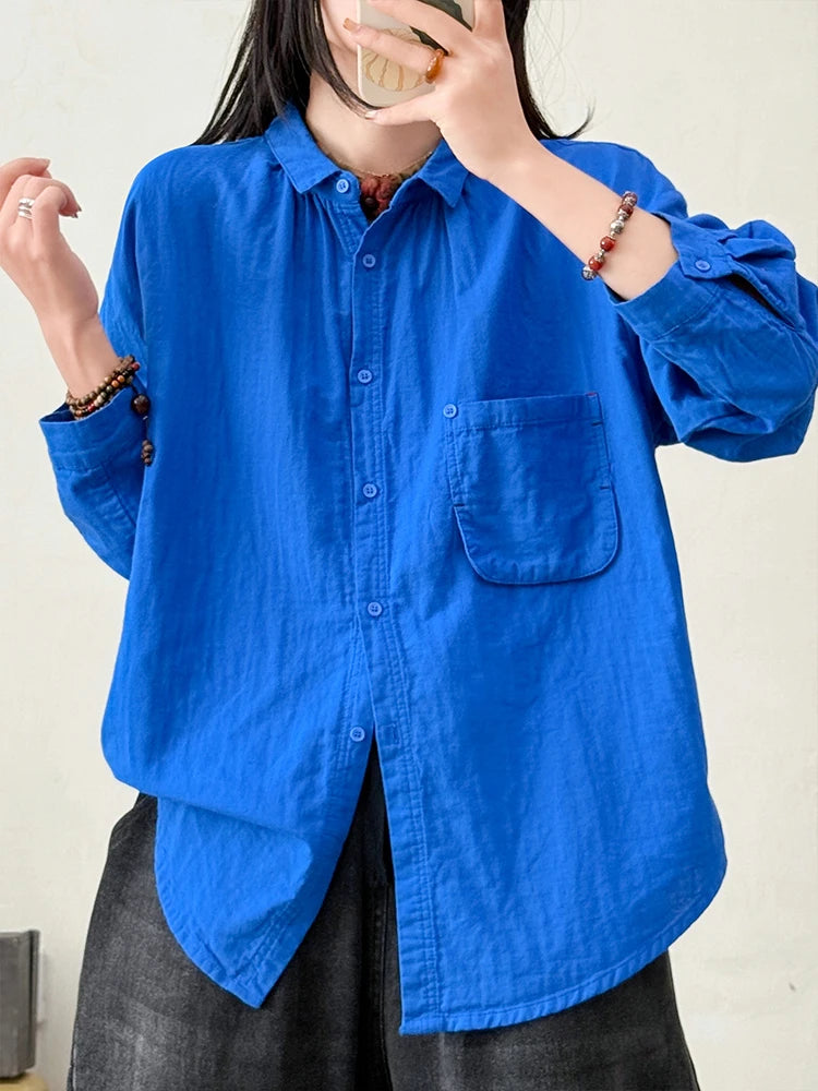 Amax luluE 2025 Shirts Spring Ladies Fashion Casual Loose Blouses Women Classic Luxury Long Sleeve Tops Elegant Cotton Clothes