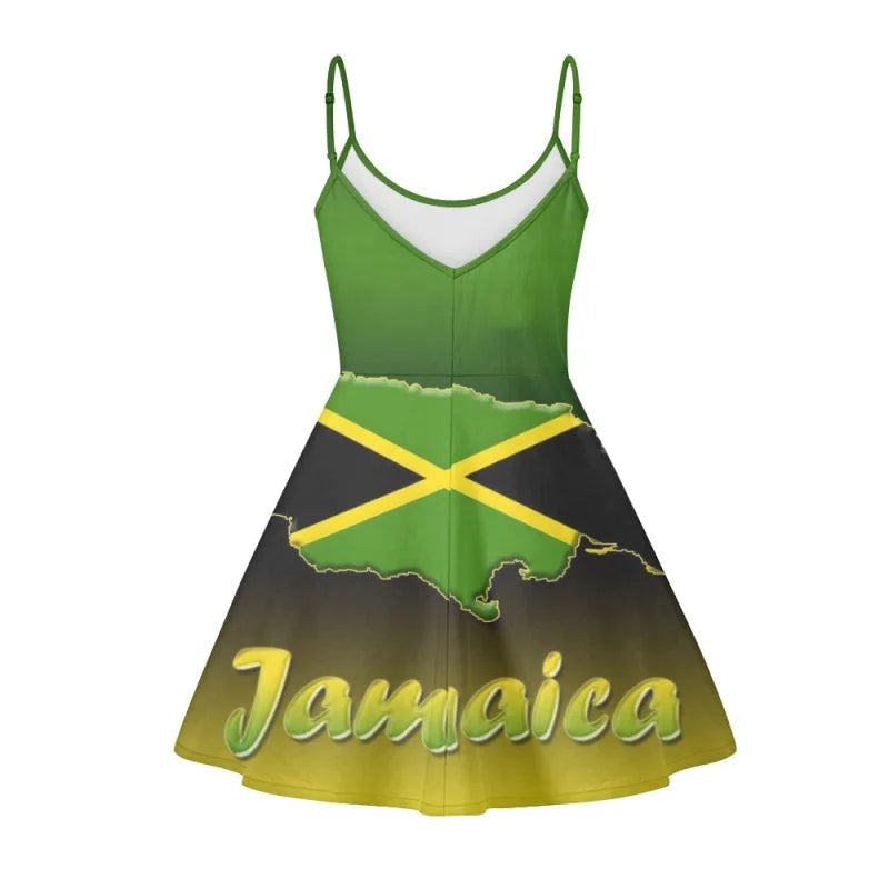 Summer Sleeveless Maxi Dress Jamaica Flag Design Women Elegant Vestidos Feminino Outfits One Piece Lady Sundress Print on Demand