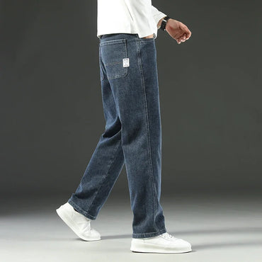 2025 New Spring and Autumn Men's Jeans, Loose, Comfortable, Straight, Business Casual, Versatile Wide-leg Business Trousers