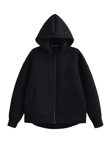Autumn Women Gray Jacket With Hood Long Sleeve Big Pocket Zipper Jacket Coat Woman Loose Casual Outerwear Coat Tops