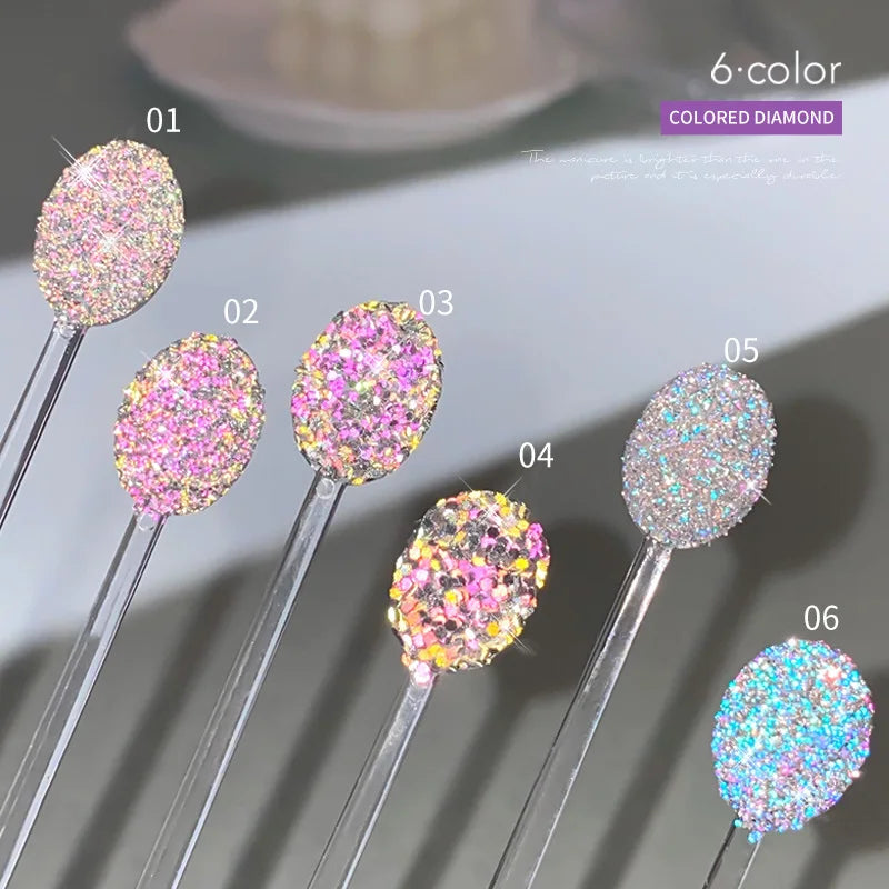 8 Color Laser Reflective Diamond Nail Powder Holographic Sparkly Glitter Crystal Sequins Pigment UV Gel Polish Nail Decoration