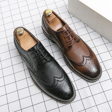 Handmade Oxford Shoes for Men Wingtip Leather Brogue Men's Dress Shoes Classic Business Formal Shoes Male Calfskin Leather Shoe