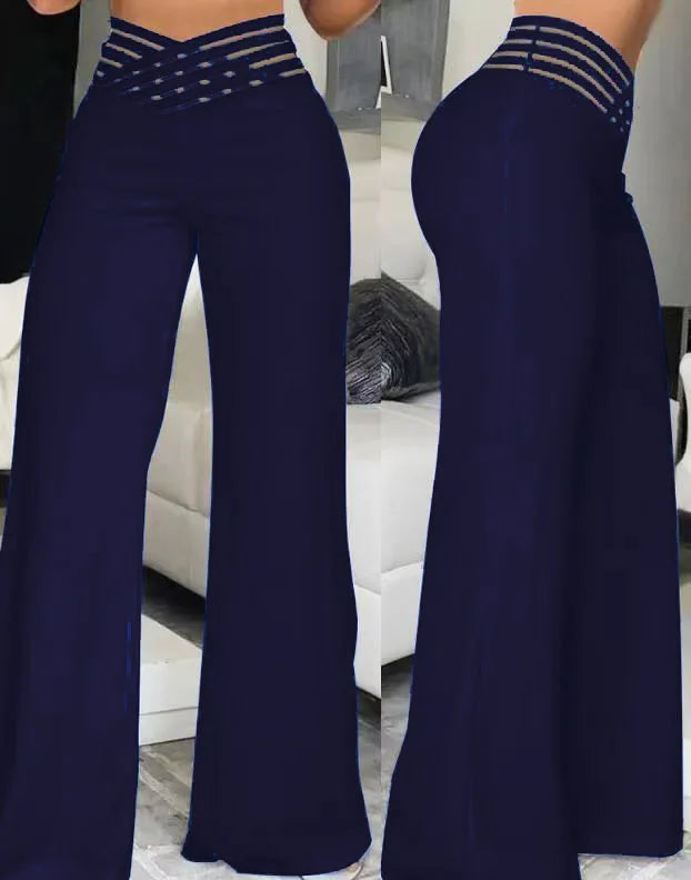 Houndstooth Print High Waist Work Pants Women Plaid Summer Spring Fashion Ankle Length Pants Office Lady