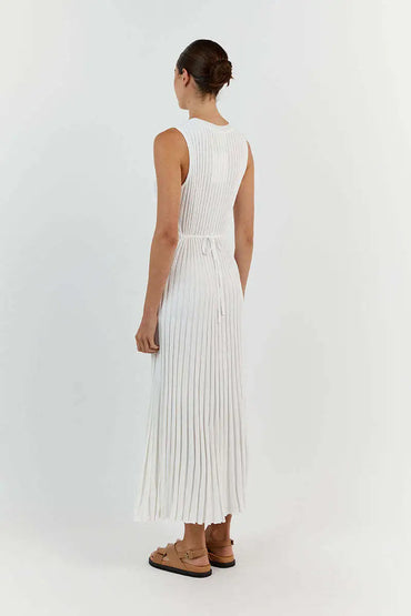 Women Y2k Pleated Ribbed Knit Long Dress Casual Sleeveless Ruched Swing Dress Elegant Vintage Slim Fit Tank Summer Dress 2000s