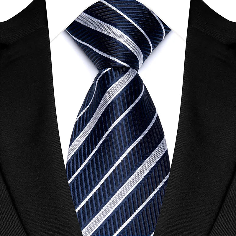 Luxury Men's Necktie 8cm Navy Blue Color Tie Jacquard Neck Ties for Man Business Wedding Party Gift