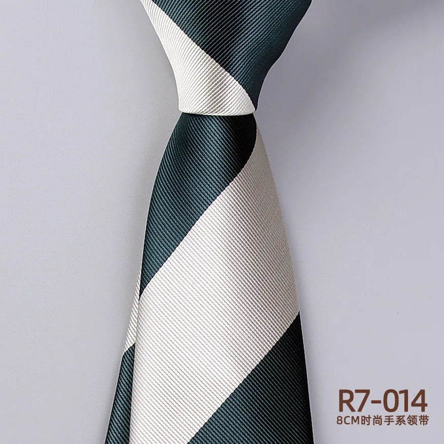 Men's Fashion Silk Tie 8cm Striped Novelty Necktie Blue Green Orange Color Ties For Men Floral Party Ties Wedding Business Gift