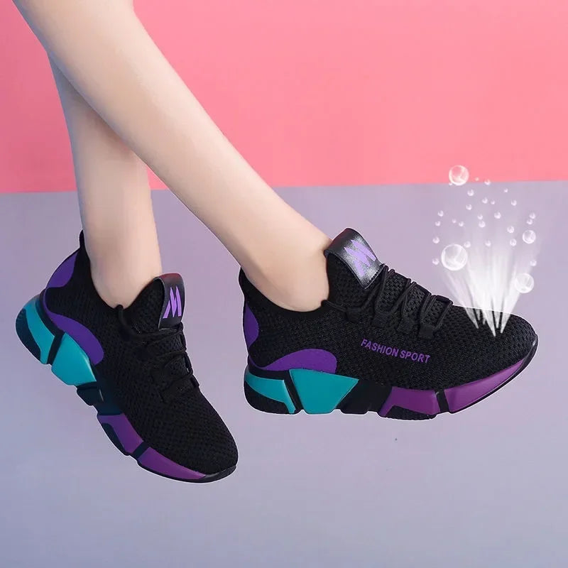 Tenis Feminino 2025 Women's Vulcanize Shoes Outdoor Breathable Air Mesh Fitness Fabric Sock Sneakers Female Chaussures Femme