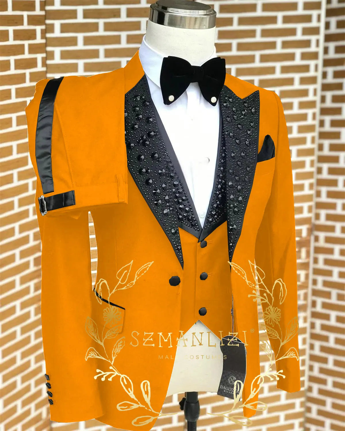 Black Men Suits Luxury Stone Crystal Tuxedos Bespoke Groom Wear 3 Pieces Business Male Prom Blazers Slim Fit Custome Homme