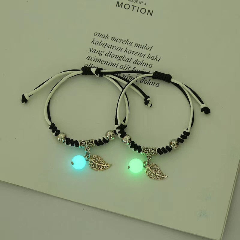 2023 Luminous Cat Star Moon Bracelet Couple Charm Handmade Adjustable Rope