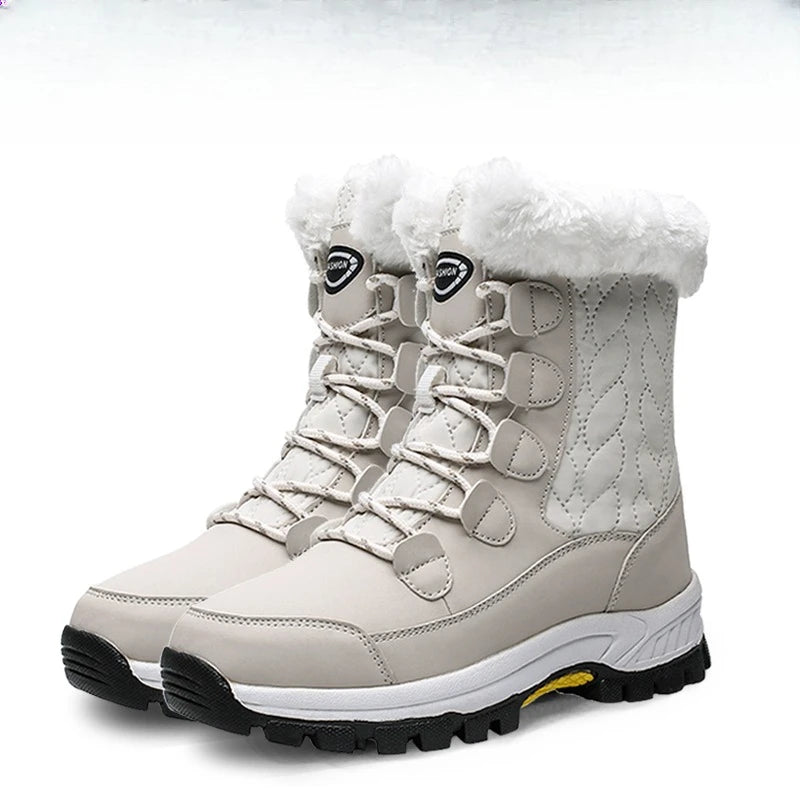 Winter Snow Boots, Outdoor Waterproof and Anti-slip, Thick and Warm, High-top Cotton Shoes, Women's Mid-calf Boots