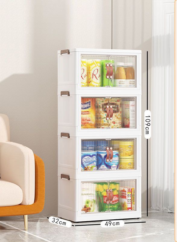 Large Capacity Stackable Storage Bins Double Door Open Save A Space Travel Organizer with Wheels Folding Wardrobe Containers