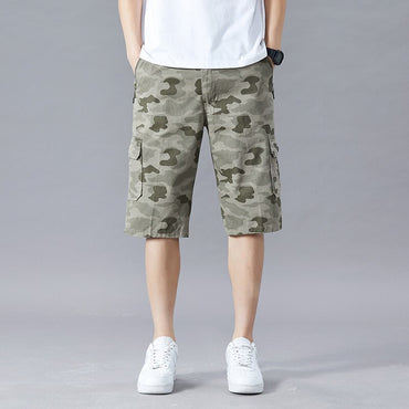 Men's Shorts Summer Breeches 2023 Thin Cotton Knee Length Trousers Male Quick Drying Beach Camouflage Cargo Pants Men Clothing