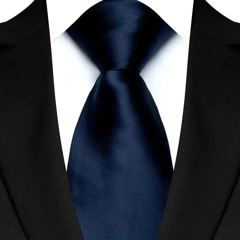 Luxury Men's Necktie 8cm Navy Blue Color Tie Jacquard Neck Ties for Man Business Wedding Party Gift