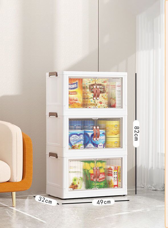 Large Capacity Stackable Storage Bins Double Door Open Save A Space Travel Organizer with Wheels Folding Wardrobe Containers