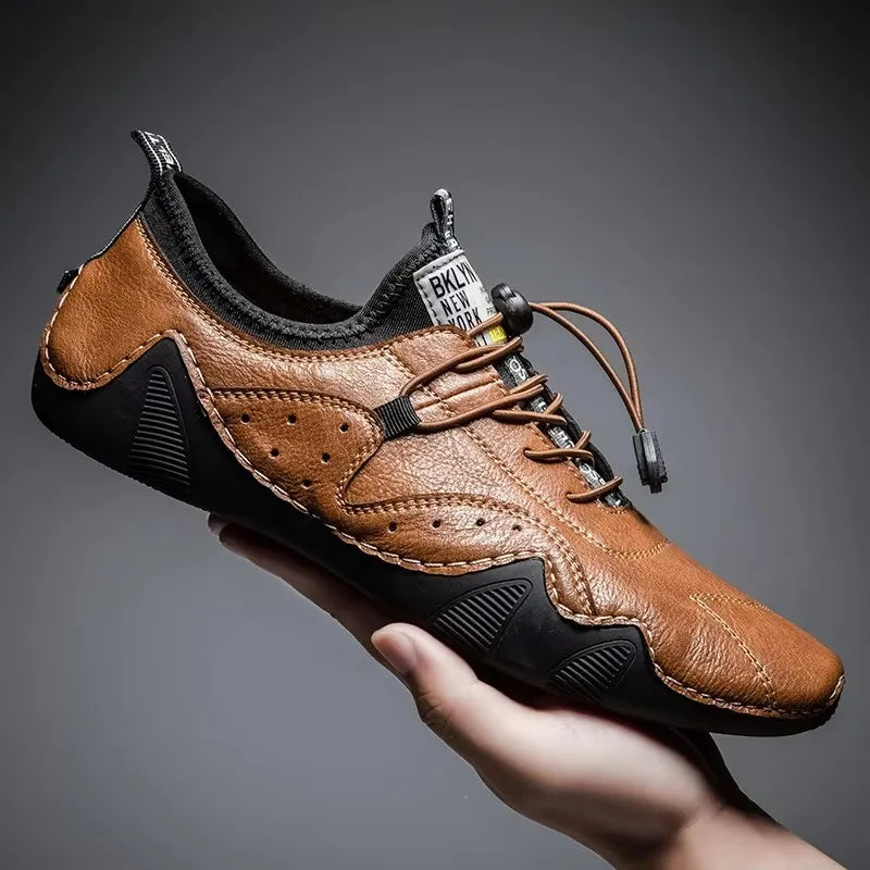 Men's Shoes Fashionable Breathable Comfortable Casual Soled Lace Up Shoes Retro Trendy Versatile Commuting Leather Short Boots