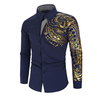 2023 Men's Brand Shirt Men's Luxury Gold High Quality Shirt