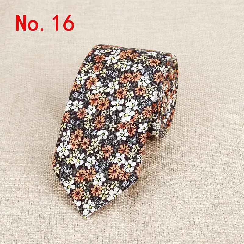 Classic Men's Flower Ties Handmade Cotton Tie For Men 6CM Narrow Floral Neckties Gift Wedding Party Casual Gravatas Paisley Tie