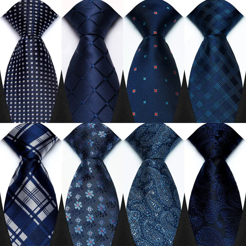 Luxury Men's Necktie 8cm Navy Blue Color Tie Jacquard Neck Ties for Man Business Wedding Party Gift
