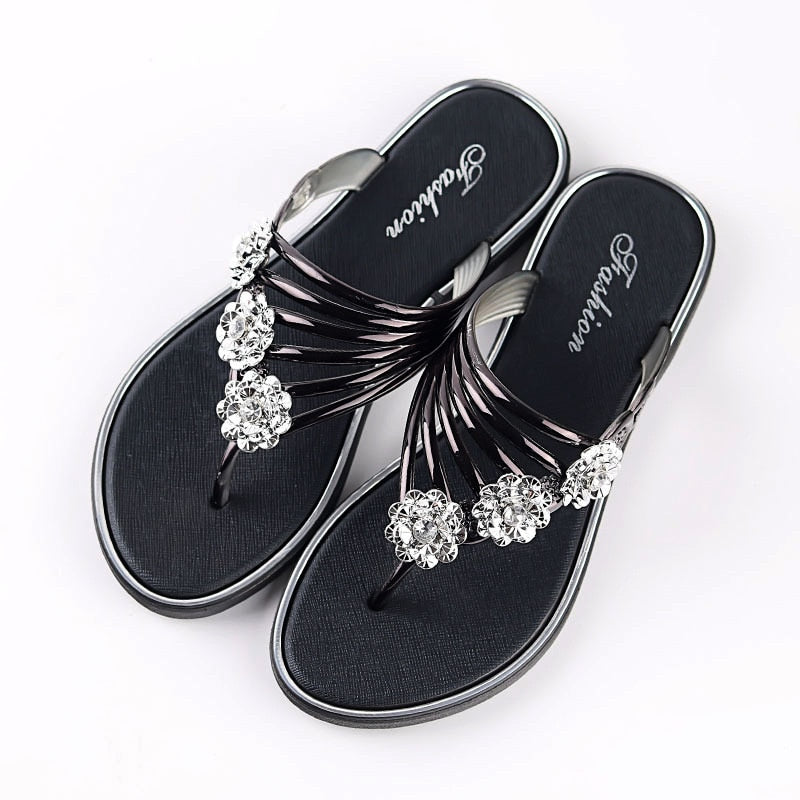 Sexy Women's Flat Flip Flops Fashion Casual Slippers Flower Lightweight Sandals