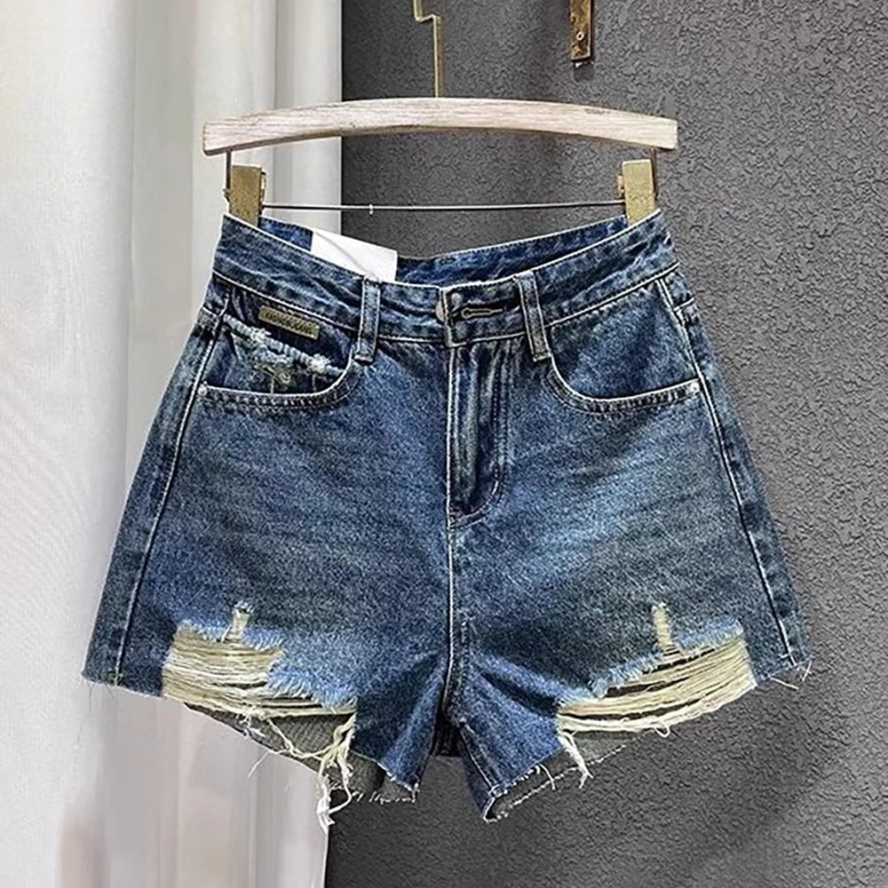 Denim Shorts for Women Summer Casual Tassel Ripped Shorts 2026 New Fashion High Waist Denim Jeans Y2K Hot Pants Streetwear