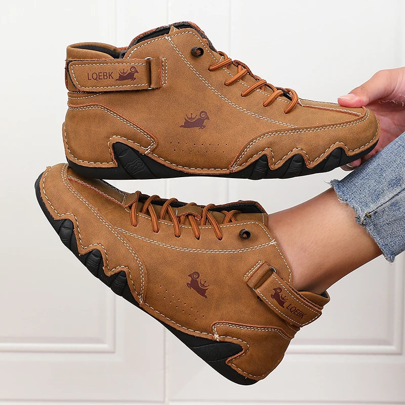 Khaki Women's Boots Trendy Comfortable Soft Soled High Top Boots Versatile Fashionable Commuting Motorcycle Women's Sneakers