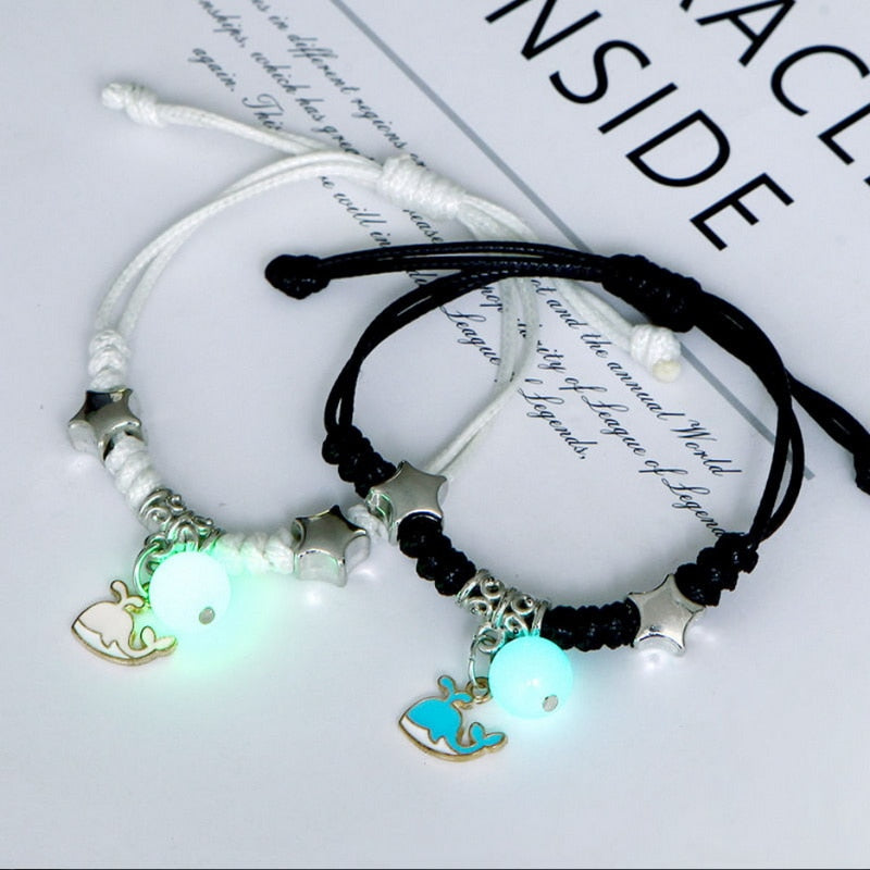 2023 Luminous Cat Star Moon Bracelet Couple Charm Handmade Adjustable Rope