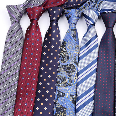 New Slim Narrow Skinny 6CM Mens Necktie Neck Ties For Man Plaids Polka Dot Stripes Jacquard Cravat Business Party Corbatas