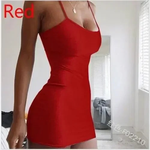 Sexy Spaghetti Strap Mini Dress 2024 Summer Women Bodycon Club Party Dresses Female Camisole Solid Black White Sheath Sundress