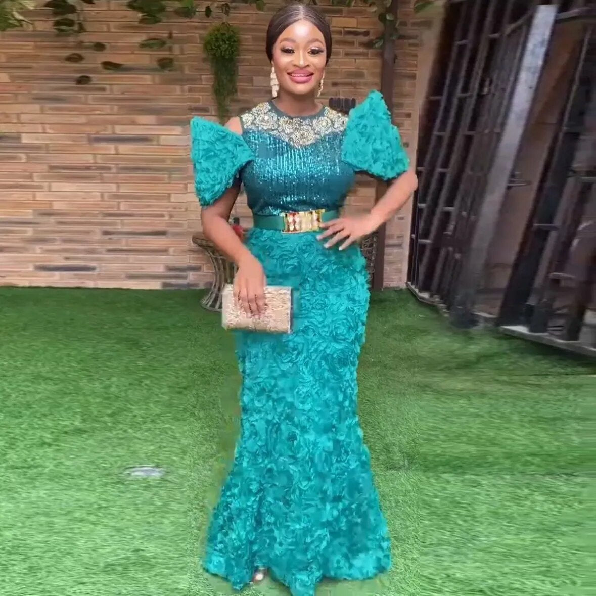 african mesh dress African Dresses For Women 2023 Dashiki Ankara Mesh Flower Wedding Even –  Mega Mart Center