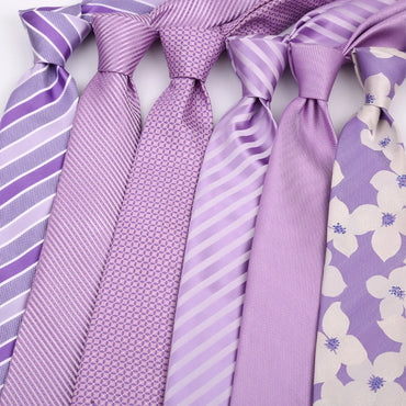 Luxury 8CM Mens Necktie Purple Color Stripes Floral Plaid Solid Dot Ties For Man Groom Neck Tie For Business Wedding Party