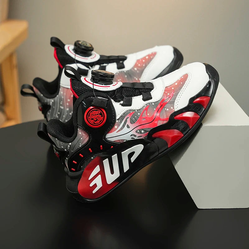 A pair of children's four-season leather basketball shoes, soft and comfortable multi-color sneakers, sizes 31-40,KT-NB-2507
