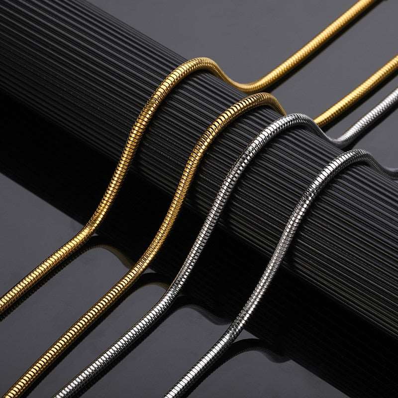1 Piece Width 1/2/3/4Mm Round Snake Chain Necklace Stainless Steel Chokers For Jewelry Making