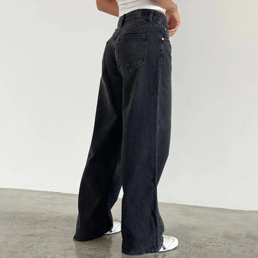 Women Harajuku y2k Low Waist Baggy Jeans Retro Fashion Loose Fit Boyfriend Straight Wide Leg Jeans Long Denim Pants Trousers