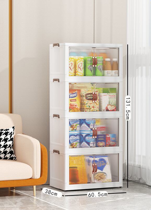 Large Capacity Stackable Storage Bins Double Door Open Save A Space Travel Organizer with Wheels Folding Wardrobe Containers