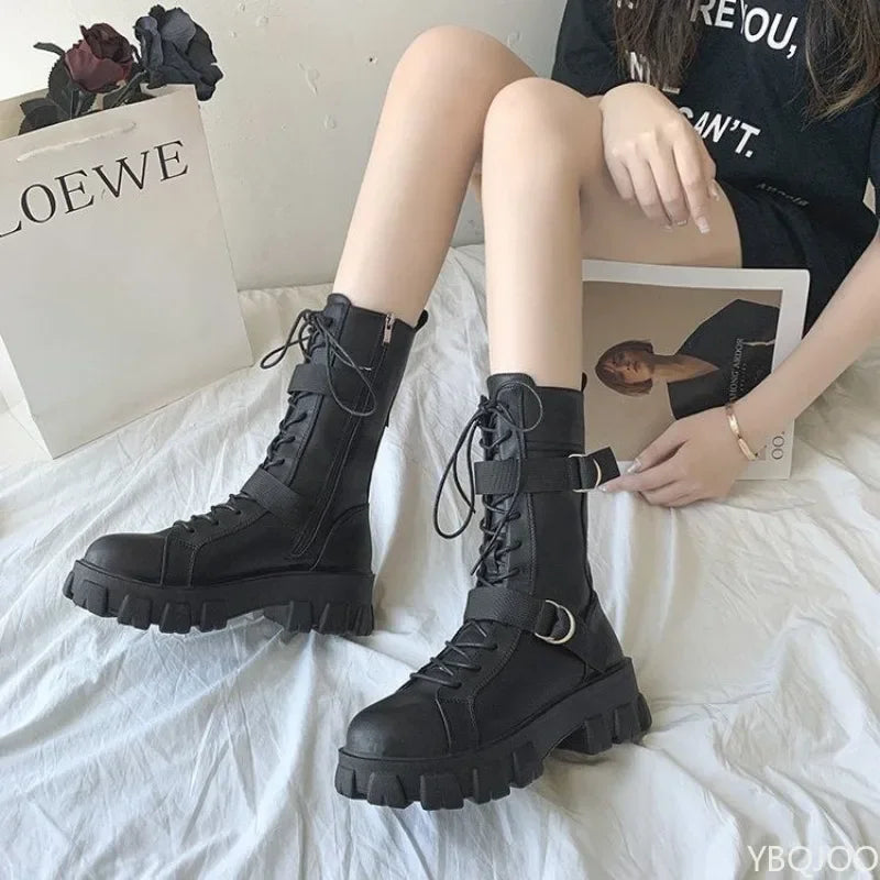 Elegant minimalist Women's Boots women shoes Fashionable versatile new spring Autumn New comfortable Thick-heeled Shoes