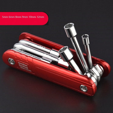 6 In 1 Folding Socket Wrench Set Multifunction Portable Metric Or Imperial Spanner Household Repair Hand Tool