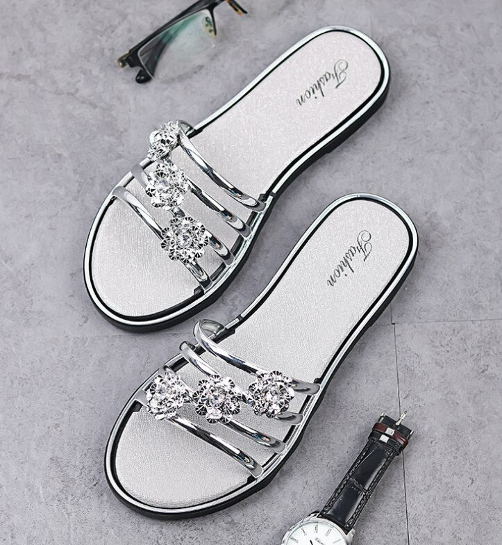 Sexy Women's Flat Flip Flops Fashion Casual Slippers Flower Lightweight Sandals