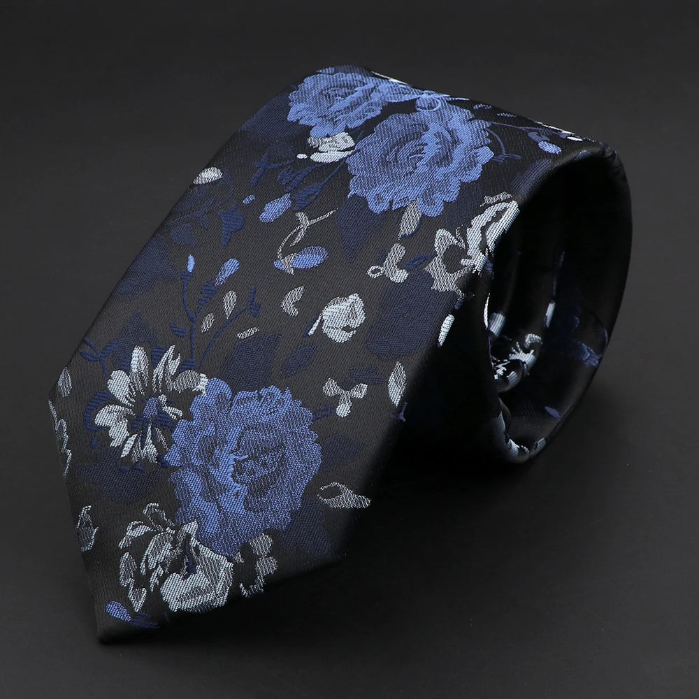 Novelty Men's Tie Floral Rose Constellation Designed Wave Lines Pattern Red Blue Green Neckties Fit Party Dinner Wedding Cravat