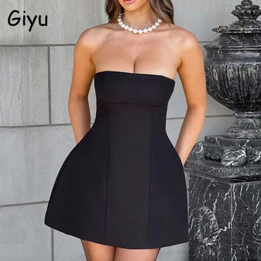 Giyu Sexy Club Party Dresses Women 2024 Summer Dress Elegant Short Mini Dress Backless Sleeveless A Line Slim Vestidos