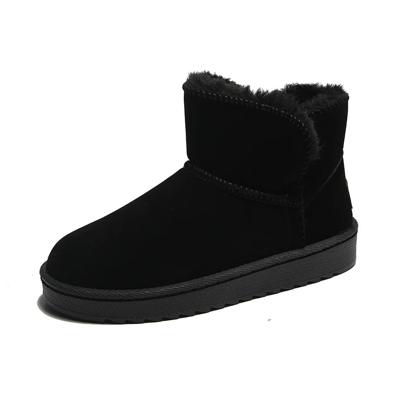 Women's Winter Plus Cashmere Warm Solid Color All Fashion Warm Non-slip Winter Boots Cotton Padded Shoes Platform Ankle Boots