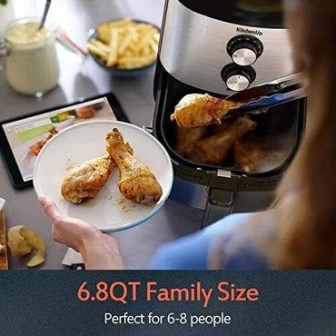 Quarts Air Fryer Oven, 1700W Oilless Cooker with Detachable Dishwasher Safe Basket and Easy Use Knobs for Roasting, Air Frying,