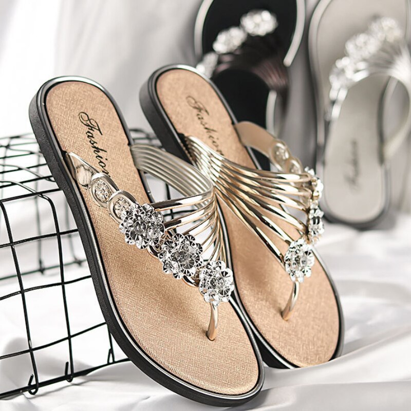 Sexy Women's Flat Flip Flops Fashion Casual Slippers Flower Lightweight Sandals